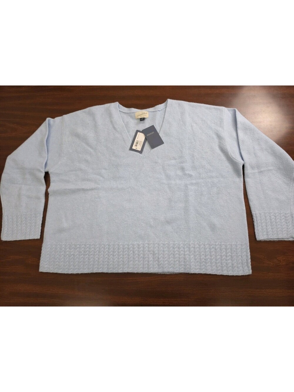 NWT Universal Thread 2X Plus Size Light Blue V Neck Cable Knit Boxy Sweater Cozy